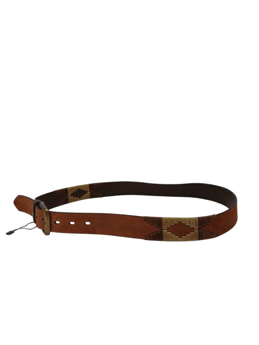 Gaucho Brown Leather Belt 100 cm 38-40 Embroidered Western Tribal w/Buckle #D35G - Picture 7 of 9